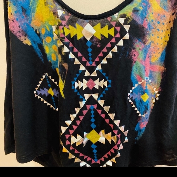 Deep Low Cut Tank Aztec Tribal Cowl Back - Picture 2 of 4